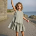 thumbnail image 4 of Zwiiyzr 2025 1-8Y Infant Toddler Baby Dress Summer Casual Cute Solid Color Sleeveless Dress Khaki, 4 of 9