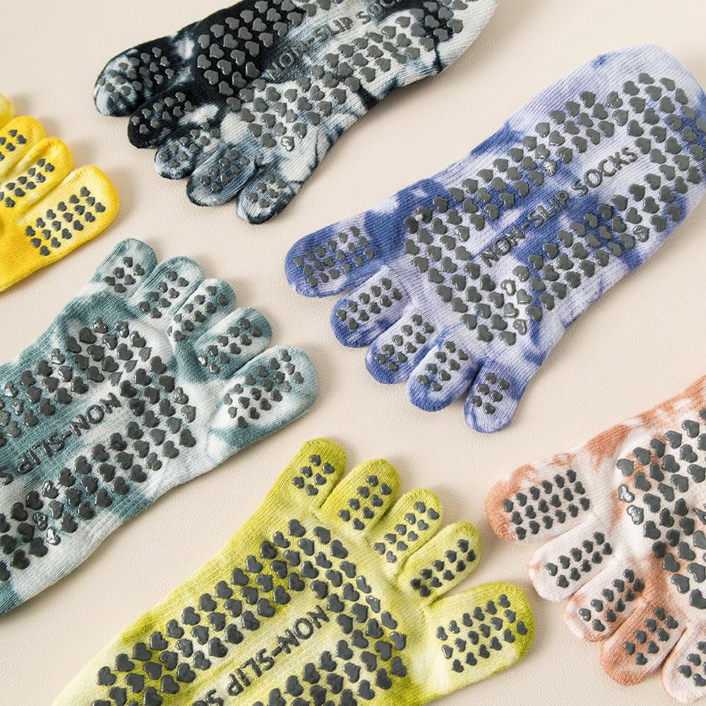 7 Pairs Yoga Toe Socks with Grip for Women. Non Slip, Sticky. Suitable for Pilates, Ballet, Dance, Barefoot