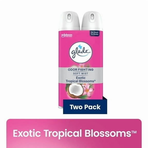 Glade Odor Fighting Fragrance Air Freshener Aerosol Spray Value Pack, Tropical Blossoms - 8 Count