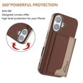 thumbnail image 5 of Allytechgroup Case for Apple iPhone 16, 2-in-1 Detachable Card Holder Magnetic RFID Blocking Wallet Shell [Compatible with MagSafe] Stand PU Leather Cover with Credit Card Slots/Cash Slot, Brown, 5 of 13