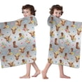 thumbnail image 4 of Gray Highland Cow Flower Boot Pattern Hooded Bath Towel，60"x35" for Ages 3 To 12 Kids, Quick Dry Lightweight Soft Microfiber Hood Beach Towel Cover Up for Kids, 4 of 7