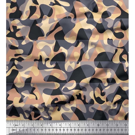 Soimoi Polyester Crepe Fabric Two Tone Camouflage Fabric Prints by Yard 52 Inch Wide