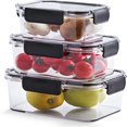 thumbnail image 1 of DEBGFS Food Storage Container with Lids, 3pcs Set Leak-Proof Large Durable Salad Container, Lunch Box, Fruit and Salad - Home family, Picnic, Camping, Outdoor (Black 450ml, 800ml, 1100ml), 1 of 5