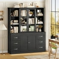 thumbnail image 5 of Hiphuta 63" Wide Large Kitchen Pantry Cabinet with Glass Door, 74" Tall Kitchen Storage Cabinet with 6 Drawers, Farmhouse kitchen Hutch for Kitchen Dining Room, Black, 5 of 7