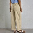 thumbnail image 4 of Olyvenn Women's Drawstring Waist Contrast Lace Loose Straight Leg Pants with Pocket Classy Striped Side Pocket Pants Khaki XXL, 4 of 7