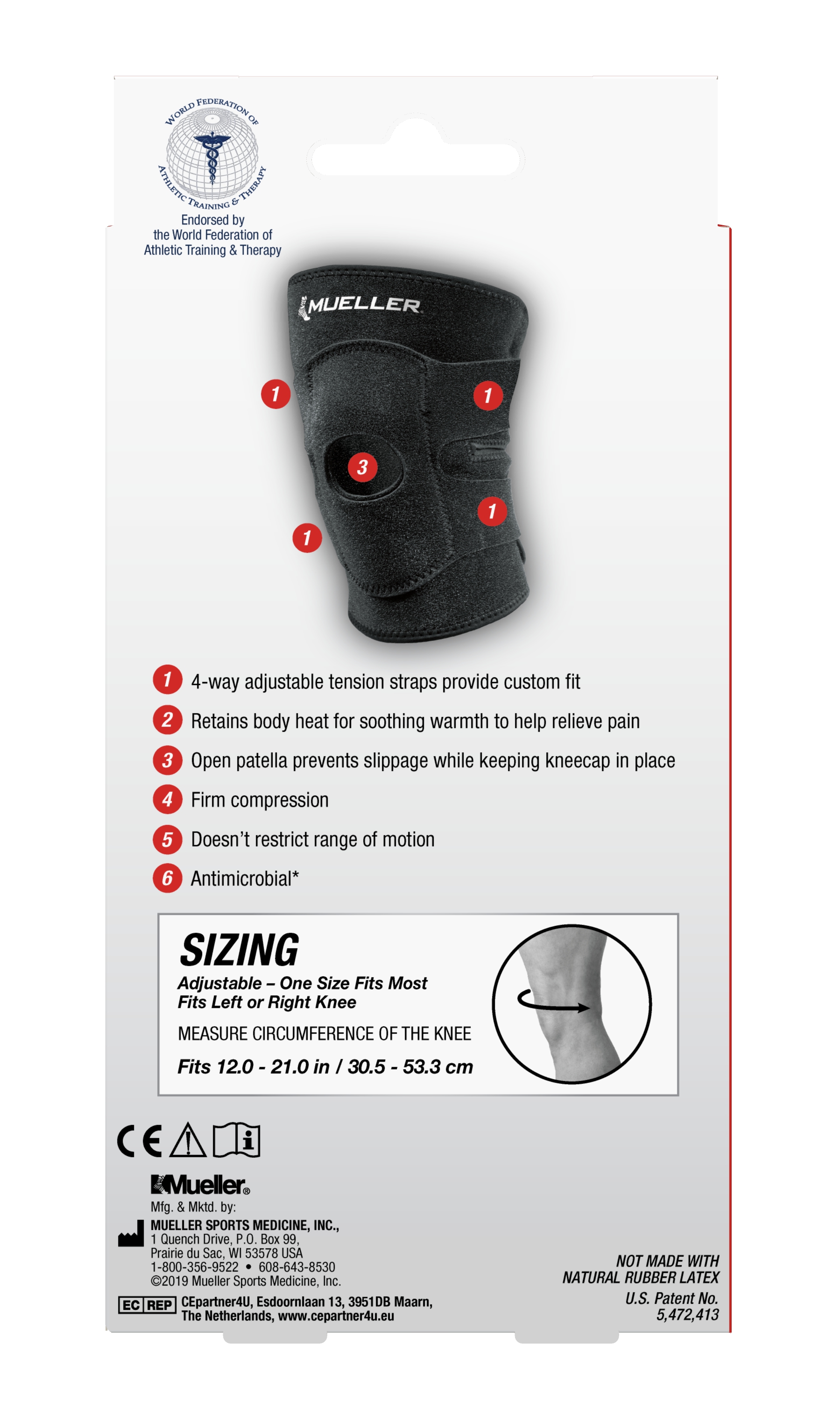 Mueller 4-Way Adjustable Knee Support Brace, Black photo 2