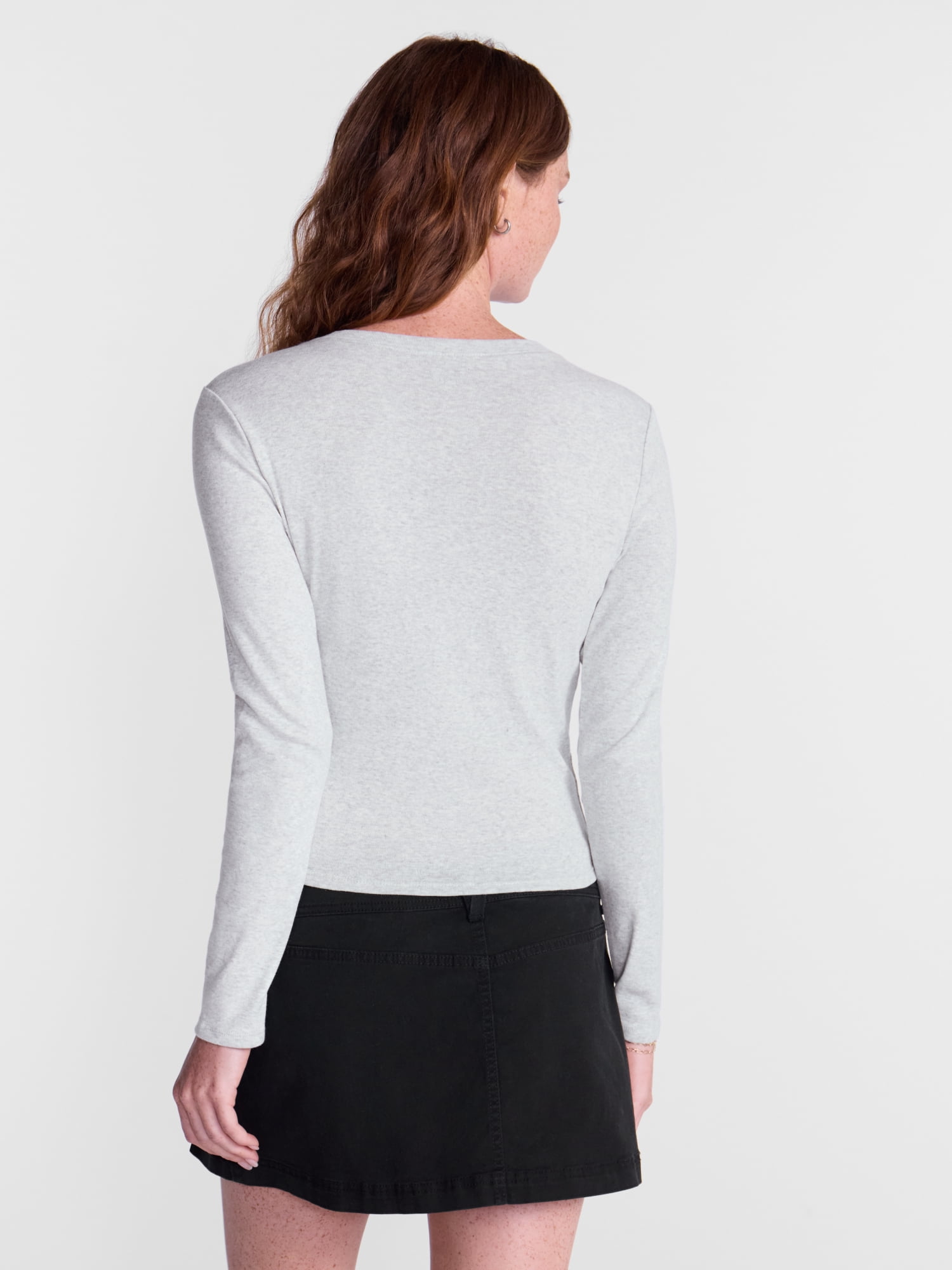 No Boundaries Graphic Baby Cotton Tee with Long Sleeves, Women's XXS-XXL