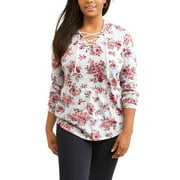 Junior Plus Brushed Lace Up Hoodie