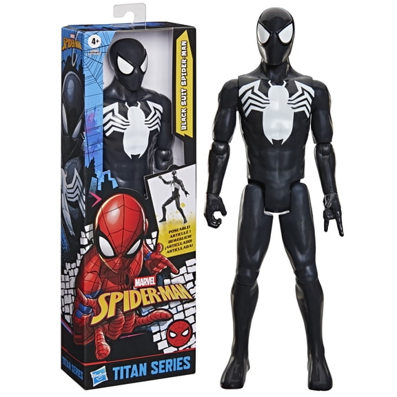 Marvel Spider-Man Titan Series Black Suit Spider-Man Action Figure, 12”, Ages 4