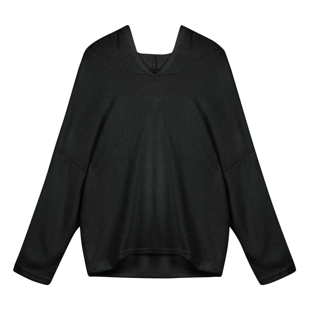 Pntutb mujeres moda suelta gran tamaño Color sólido capucha manga larga suéter tops Pntutb Pntutb-569