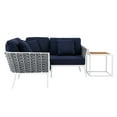 thumbnail image 5 of Lounge Sectional Sofa Chair Table Set, Navy White, Aluminum, Metal, Fabric, Modern Contemporary, Outdoor Patio Balcony Cafe Bistro Garden Furniture Hotel Hospitality, 5 of 10