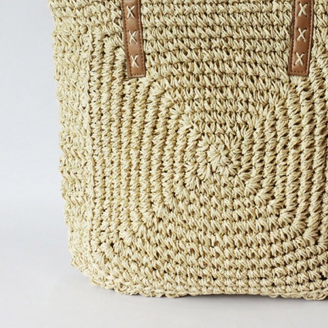 Bolsa Tejida De Paja Bolsa Bolso tejido de paja simple Bolso de hombro de gran capacidad Regalo tejido a mano (Beige) Likrtyny Para Estrenar