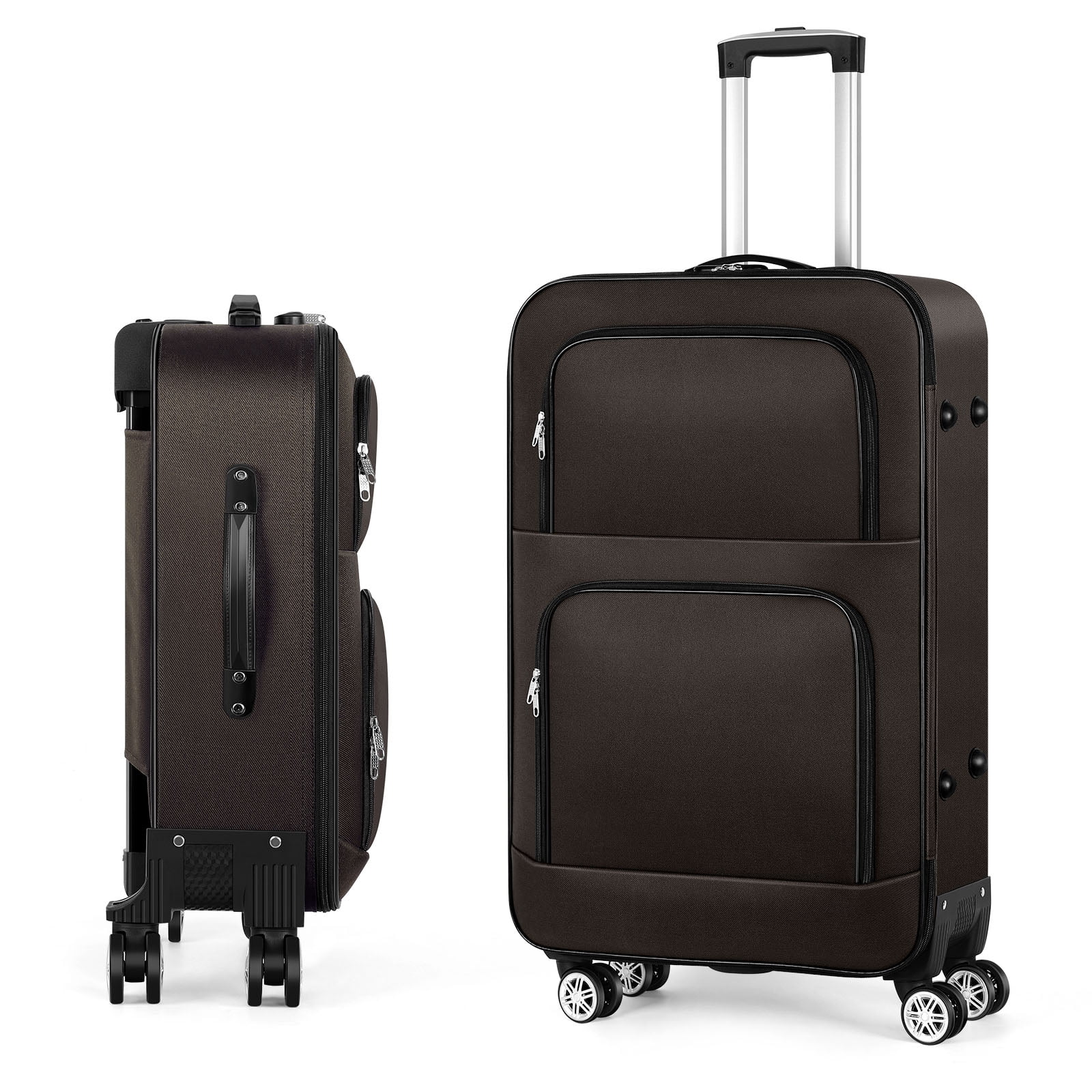 Soft-sided Fabric Luggage Roller Luggage Lightweight 20" Brown