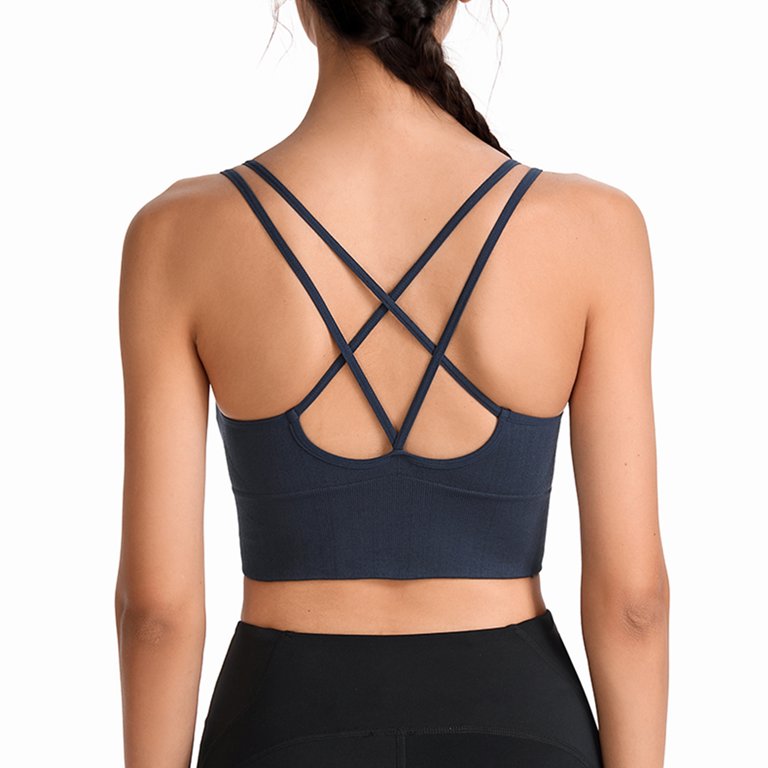 Bodychum Sports Bras for Women Criss-Cross Back Sports Bars Workout Tops  Sexy Strappy Sports Bras Halter Top for Yoga Gym 