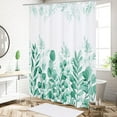 thumbnail image 2 of Teal Blue Eucalyptus Shower Curtain, Turquoise Green Plant Leaves Vintage Fabric Shower Curtains for Rustic Bathroom Decor, Chic Modern Botanical Shower Curtain, 72x72, 2 of 6