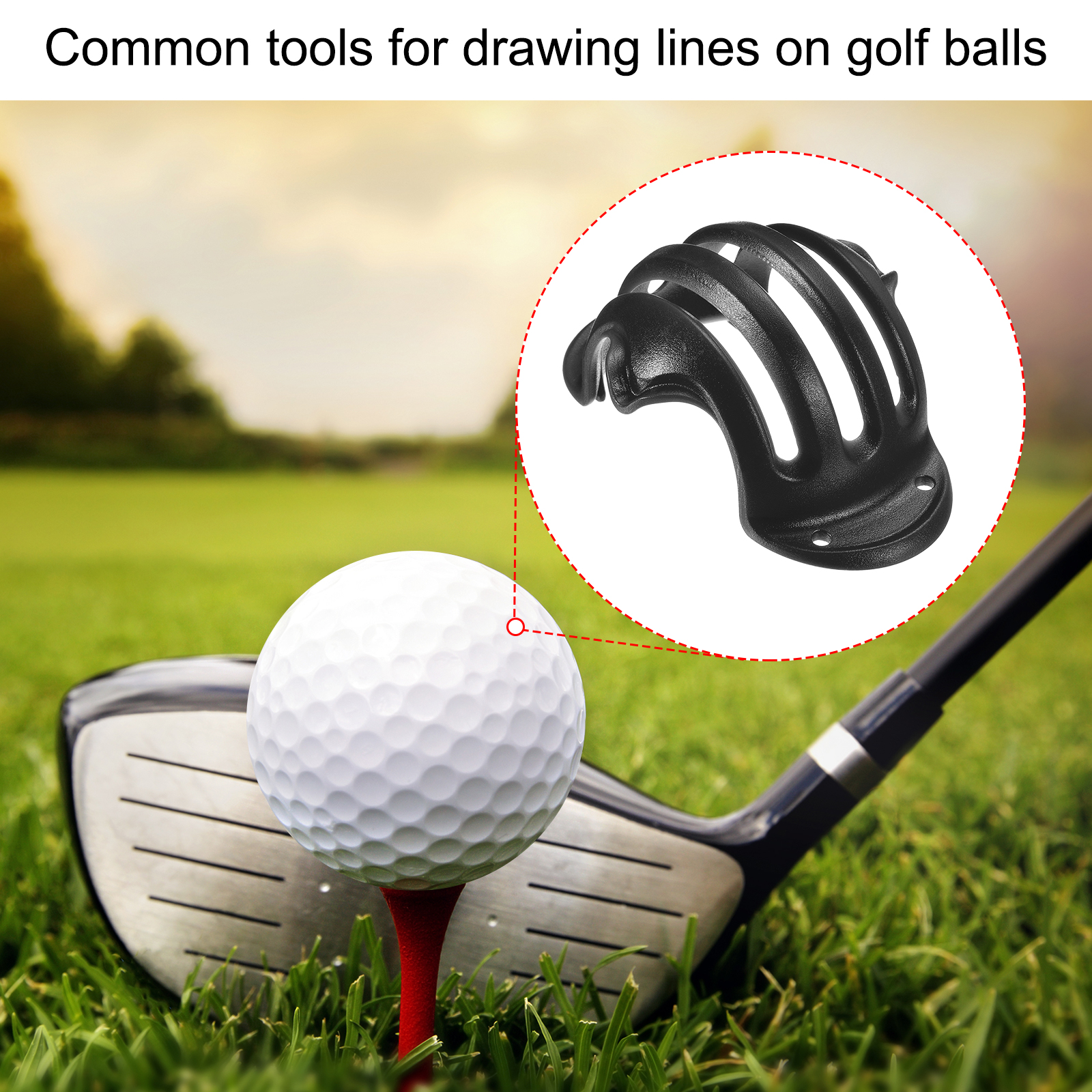 Unique Bargains Line Marking Stencils Marker Alignment Tool Golf Ball Liner Black,Red