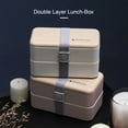 thumbnail image 3 of Amdohai Portable Lunch Box Student Food Grade PP-Material 2 Layers Microwave Heating Food Containers with Elastic Band, 3 of 8