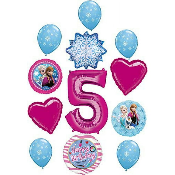 Frozen Party Supplies 5th Birthday Balloon Bouquet Decorations Elsa, Anna and Olaf Let It Snow