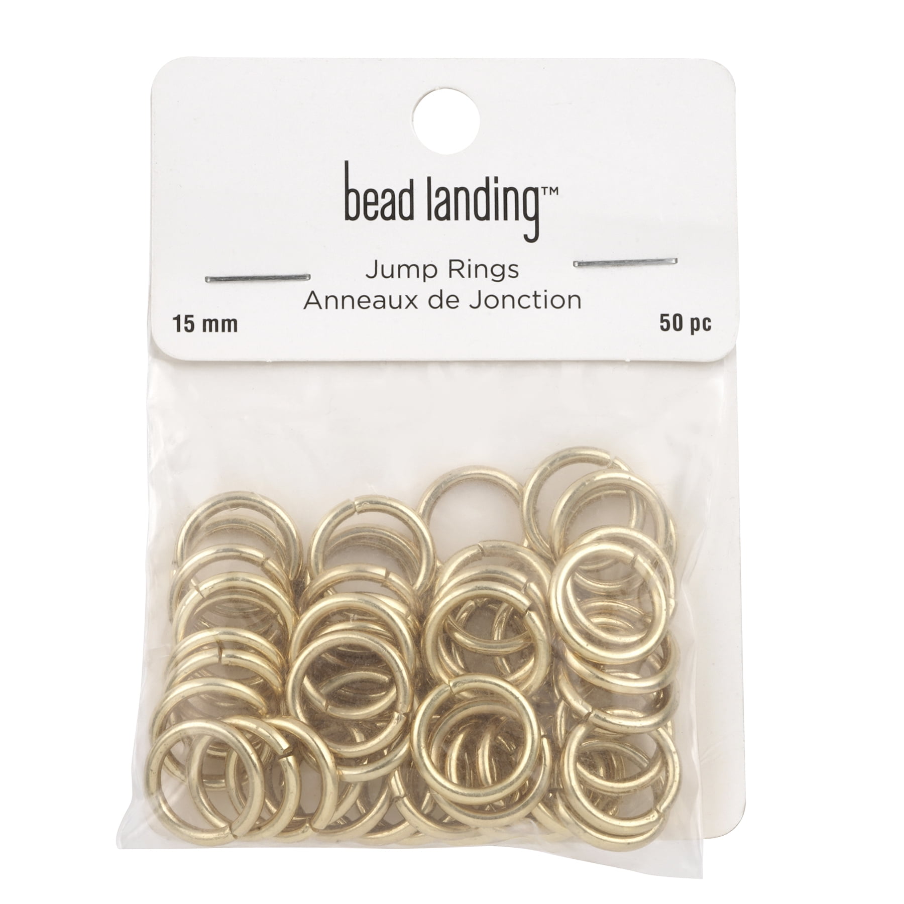 Bead Landing 15mm Gold Jump Rings - 50 Pieces Each (600 Total), 100% Iron for Jewelry Making & Repairs, 12 Pack