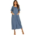 thumbnail image 1 of Robes pour Femmes Fermeture Éclair devant Manches Courtes Robe de Maison Longueur Complète avec Poches Vêtements de Détente, 1 of 6