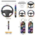 thumbnail image 5 of KUIFORTI Flower Leaves 13 PCS Car Seat Cover Set Seat Covers Steering Wheel Cover Seat belt Cover Pad Keychain Chapstick Holders Cup Coasters Car Garbage Bag Rear View Mirror Cover, 5 of 7