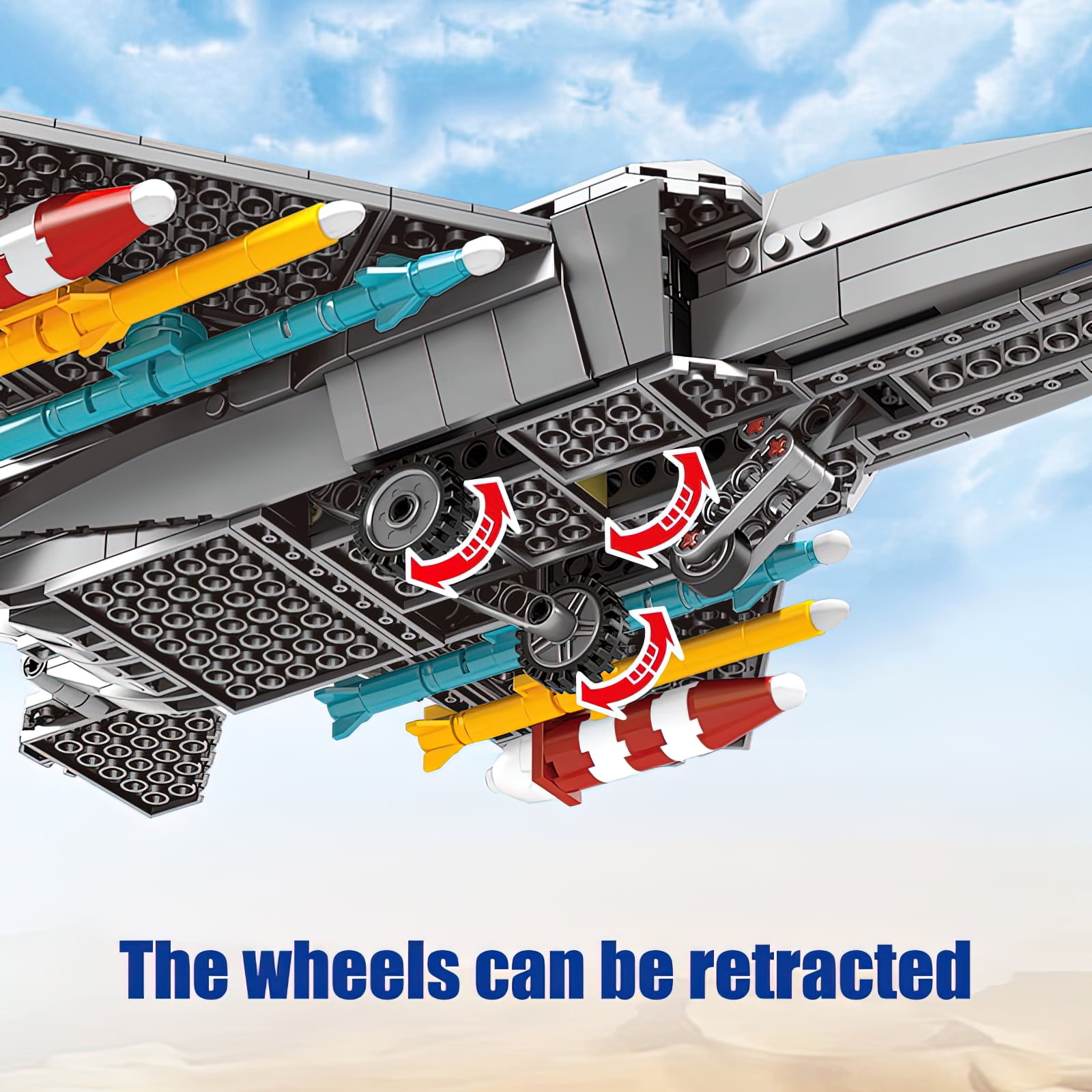 HI-Reeke Aircraft Model Building Block Set F-35 Lightning II Military Fighter Jet Building Kit Gray
