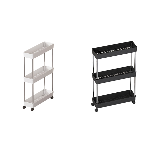 3 Capas Rack Almacenamiento Estrecho Con Organizador Ruedas para Baño Doméstico () Blanco