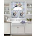 thumbnail image 3 of Spring Pig Swag Curtains for Living Room/Bedroom Windows, Butterfly Botanical Floral Blue Plaid Kitchen Curtains and Valances Set 36 Inch Length, Light Filtering Swags Valance Curtain Panels, 3 of 5