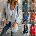 thumbnail image 4 of Casual Single Breasted Hooded Jacket, Single Breasted Jacket Women, Lapel Single Breasted with Snaps, 4 of 6
