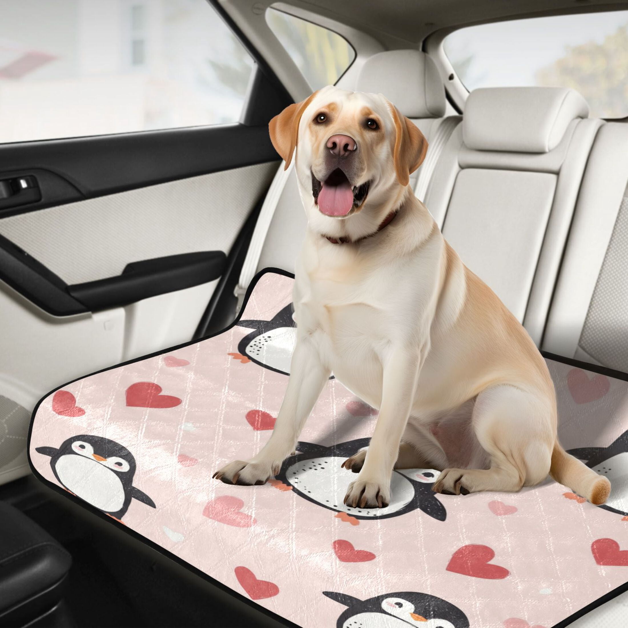 Qxltty Cute Penguins Hearts Pattern Cat litter Pads Pet Set of 3 Diaper Mats Center Anti-leakage Layer Absorbent Soft and Comfortable