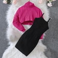 thumbnail image 5 of ATOGUTA Cute Dresses for Girls Knit Turtleneck Long Sleeve Cowl Top and Camisole Black Dress 2 Piece Set Red Size 8-13, 5 of 5