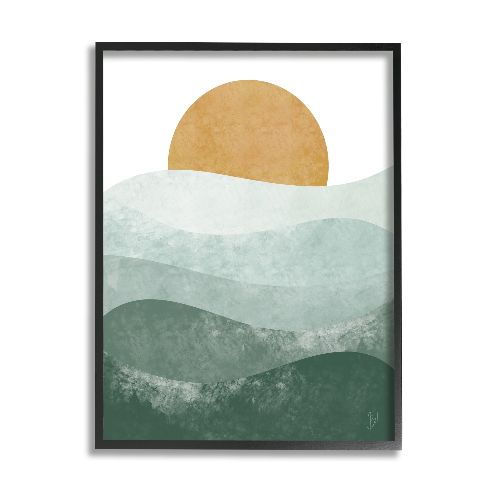 Stupell Industries Abstract Nature Ocean Horizon Landscape Painting Gray Framed Art Print Wall Art