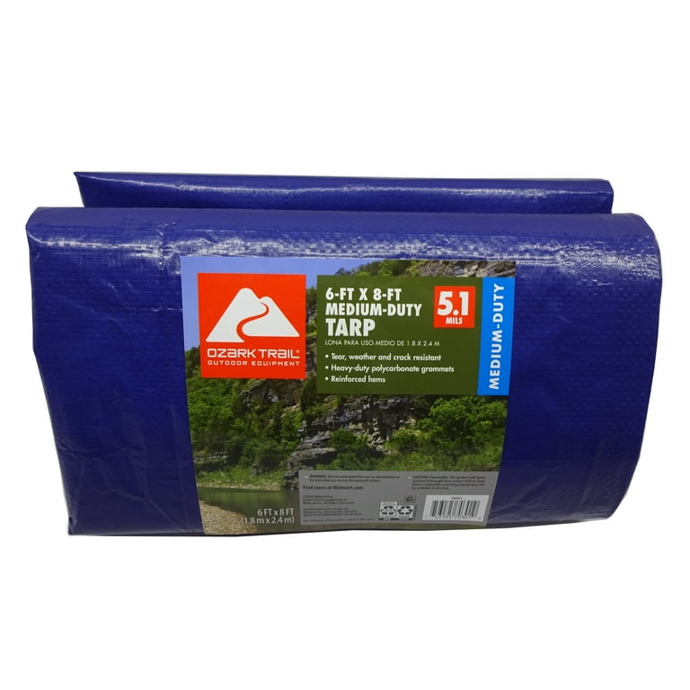 Ozark Trail Medium-Duty Tarp 6x8 ft PE Material with Grommets