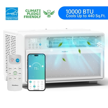 PhiloDeco Energy Star Window Air Conditioner, 10000 BTU Window Air Conditioner with Wifi 440 sq ft. Inverter Ac , Remote Control, Ultra Quiet & Easy Installation, ECO/24 Timer/Auto Restart