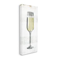 Stupell Industries Champagne Flute Rustic Kitchen Distressed Stripes Canvas Wall Art by Milli Villa
