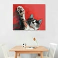 thumbnail image 2 of Orinice Cat Hand  Cat Salute Cute Black and White Cat Oil Painting, Cat Wall Art Room Aesthetic, Romantic Cafe Living Room Bedroom Cat Wall Decor 20''X16'' 20x16in, 2 of 6
