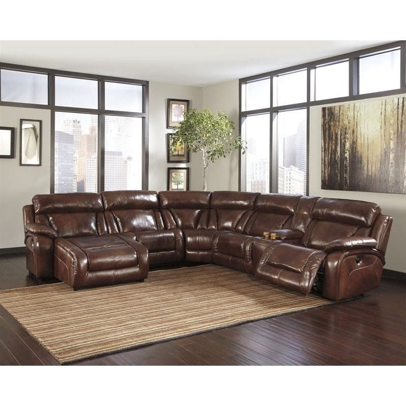 Ashley Furniture Elemen 5 Piece Leather, Real Leather Sectionals