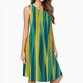 thumbnail image 2 of Abstract Teal Yellow Design Pattern Casual Sleeveless Loose Sundress Dress For Women Summer Dress Daily Woman, 2 of 4