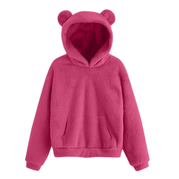 WILLBEST Sudaderas En Pareja para Mujer y Hombre, Sudadera con Capucha y Orejas De Oso, Cálida y Acogedora para Adultos Mediana