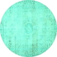 thumbnail image 1 of Ahgly Company Indoor Round Persian Turquoise Blue Traditional Area Rugs, 4' Round, 1 of 4