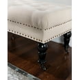 thumbnail image 3 of Linon Kacie 62" Wide Buttun Tufted Bench, Dark Espresso with Natural Linen, 3 of 12