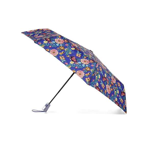 Totes One-touch Auto Open Close Umbrella with Sunguard, Blue Floral