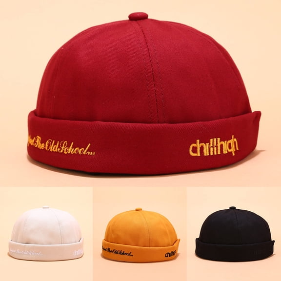 Sales Today Under $5 Red Skull Caps GIJNRIUIUA Solid Casual Hat Brimless Mechanic Hat Men Women Cap Sailor Color Baseball Caps Underscarf