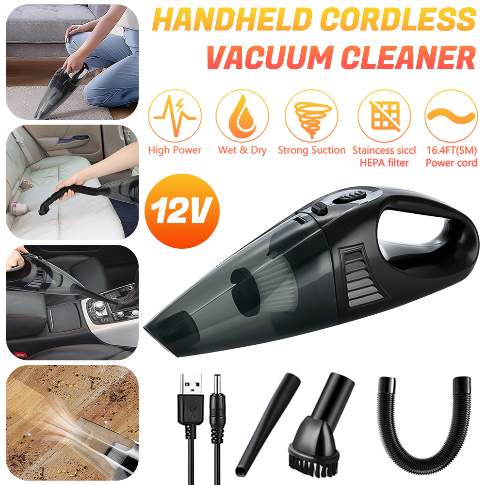 MDHAND Cordless Handheld Vacuum, 6000PA Wet and Dry Vacuum Cleaner for Home and Car, Powerful Suction, Ultra-Lightweight, Quick Charge, Black