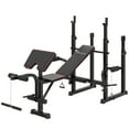 thumbnail image 1 of Soozier Weight Bench with Barbell Rack, Preacher Curl Bench, Leg Curl Machine for Home Weight Lifting Strength Training, 1 of 7