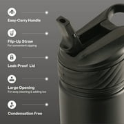 TAL 26oz Stainless Steel Ranger Water Bottle with Easy Sip Straw, Black