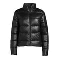 thumbnail image 4 of Time and Tru Women's Short Faux Leather Puffer Jacket, Sizes XS-3X, 4 of 4