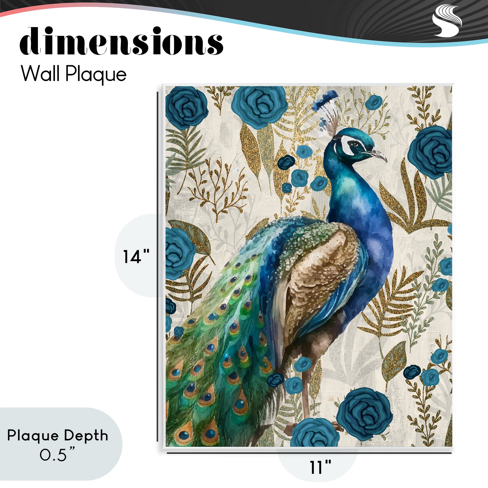 Stupell Industries Peacock Pride Botanicals Wall Plaque Art, design by Kim Allen
