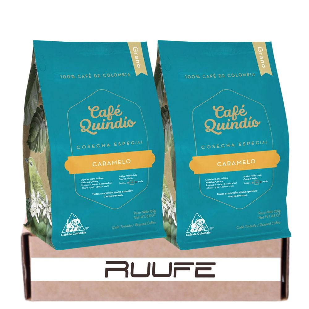 Whole bean Roasted Quindio Coffee Caramel flavor (2 pack) Cafe Quindio