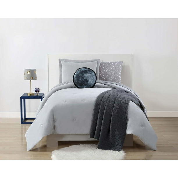My World Velvet and Jersey Grey Full / Queen Comforter Set Walmart